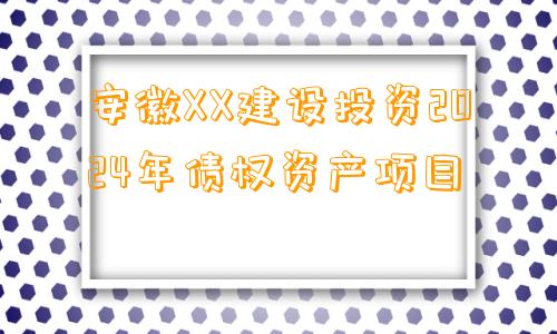 安徽XX建设投资2024年债权资产项目