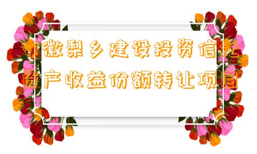 安徽梨乡建设投资信托资产收益份额转让项目