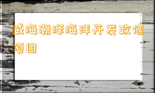 威海瀚泽海洋开发政信项目