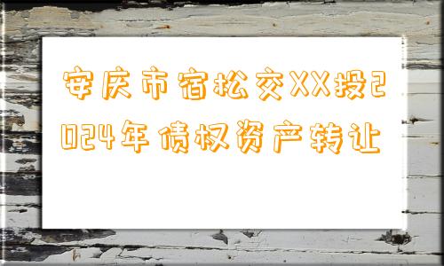 安庆市宿松交XX投2024年债权资产转让