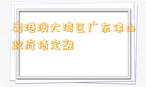 粤港澳大湾区广东佛山政府债定融