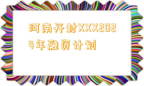 河南开封XXX2024年融资计划