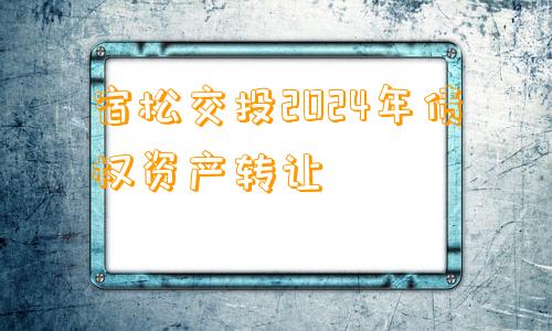 宿松交投2024年债权资产转让