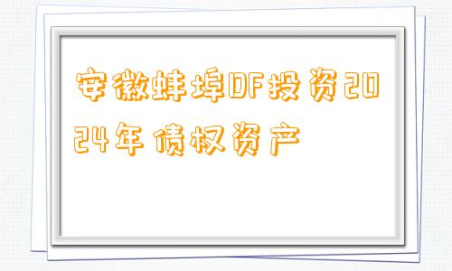 安徽蚌埠DF投资2024年债权资产