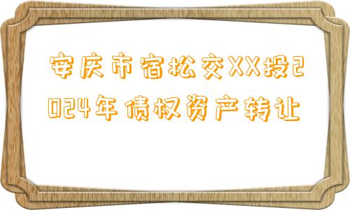 安庆市宿松交XX投2024年债权资产转让