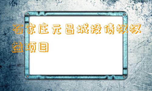 石家庄元昌城投债权权益项目