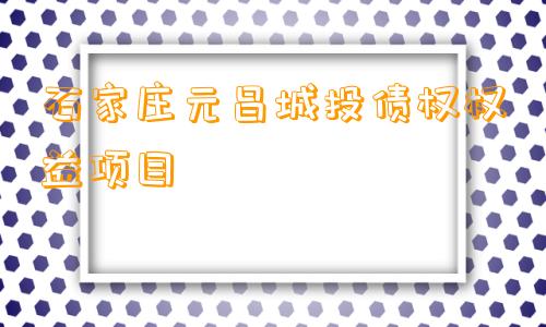 石家庄元昌城投债权权益项目