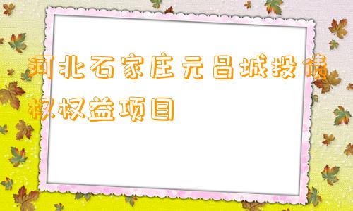 河北石家庄元昌城投债权权益项目