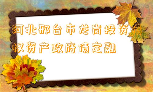 河北邢台市龙岗投资债权资产政府债定融