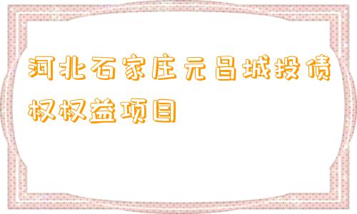 河北石家庄元昌城投债权权益项目