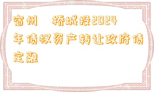 宿州埇桥城投2024年债权资产转让政府债定融