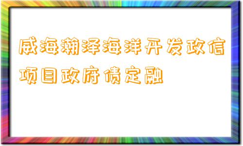 威海瀚泽海洋开发政信项目政府债定融