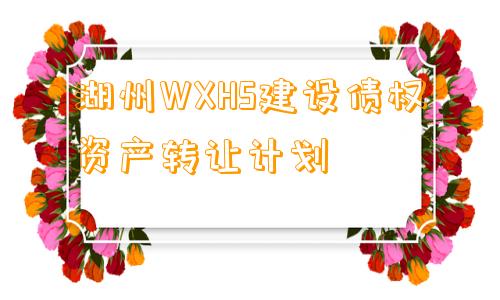 湖州WXHS建设债权资产转让计划