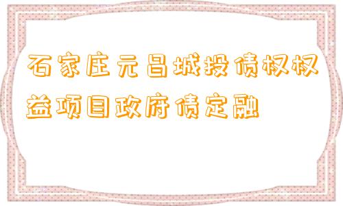 石家庄元昌城投债权权益项目政府债定融