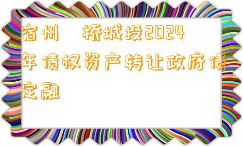 宿州埇桥城投2024年债权资产转让政府债定融