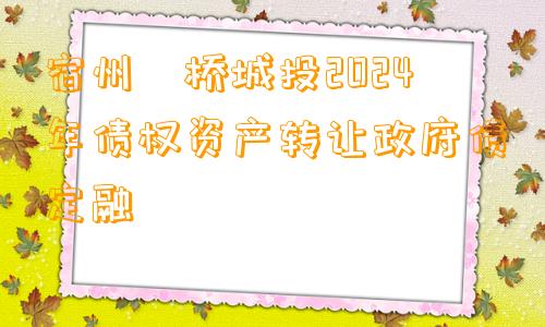 宿州埇桥城投2024年债权资产转让政府债定融