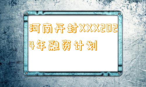 河南开封XXX2024年融资计划