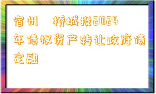 宿州埇桥城投2024年债权资产转让政府债定融