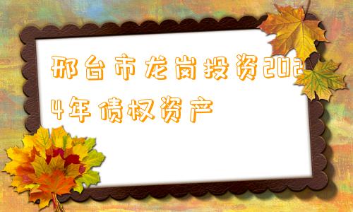 邢台市龙岗投资2024年债权资产