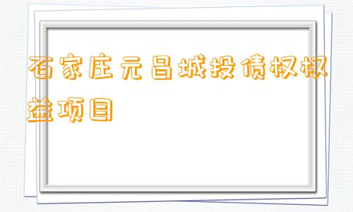 石家庄元昌城投债权权益项目