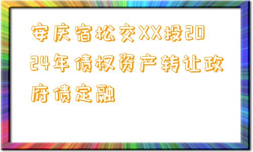 安庆宿松交XX投2024年债权资产转让政府债定融