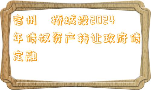 宿州埇桥城投2024年债权资产转让政府债定融