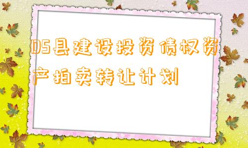 DS县建设投资债权资产拍卖转让计划