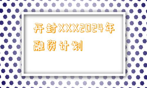 开封XXX2024年融资计划