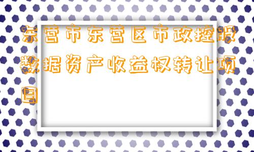 东营市东营区市政控股数据资产收益权转让项目