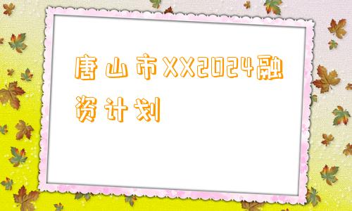 唐山市XX2024融资计划