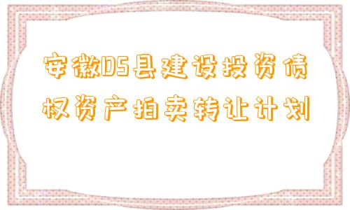 安徽DS县建设投资债权资产拍卖转让计划