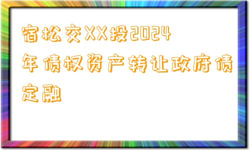 宿松交XX投2024年债权资产转让政府债定融