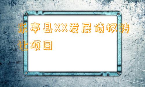 乐亭县XX发展债权转让项目