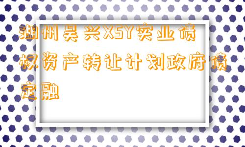 湖州吴兴XSY实业债权资产转让计划政府债定融