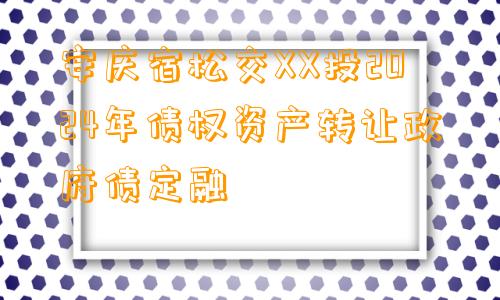 安庆宿松交XX投2024年债权资产转让政府债定融